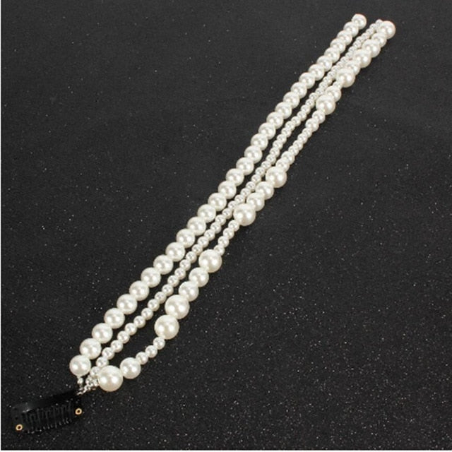 sengpan  gifts for women Handmade Imitation Tassel Pearl Hair Chain Accessories for Women Pearls Hair Clip Long Chains Hair Jewelry Wedding Headwear Gift