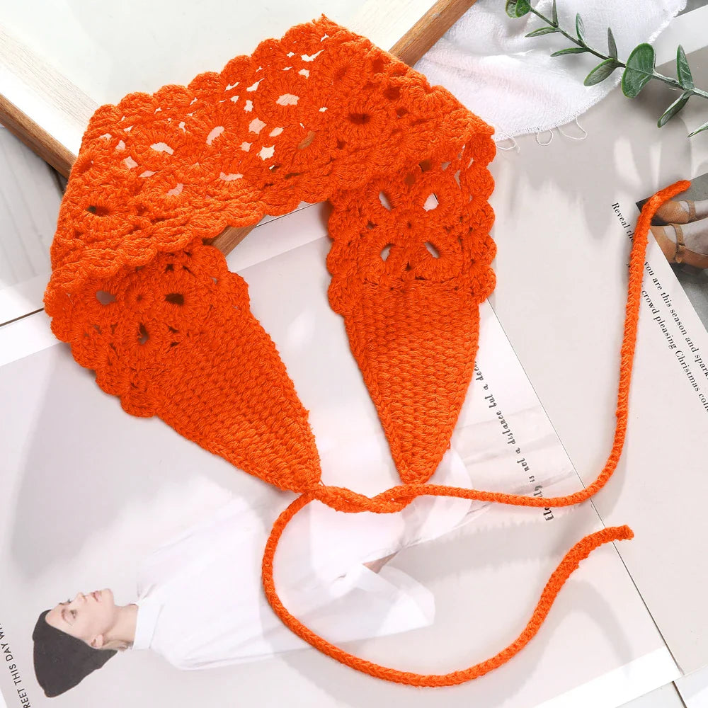 Lianfudai Haimeikang New Crochet Hair Band Women Scarf Solid Color Knitting Headbands Bandanas Wide Elastic Hairbands Fashion Accessories