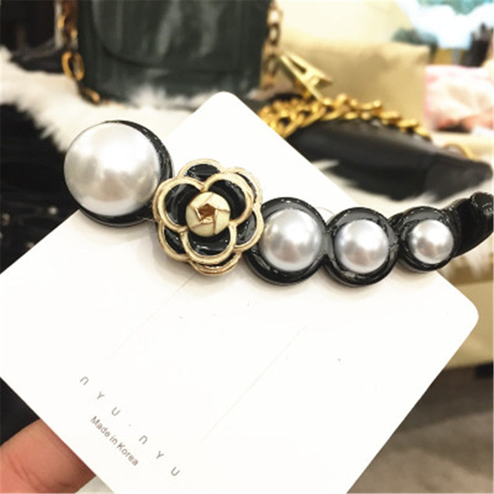 sengpan Banana Hair Clip Claw for Women Girl Camellia Flower Floral Pearl Hairpin Korean Handmade Fashion Accessories Mujer Wholesale