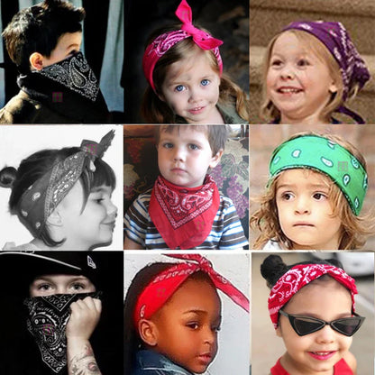 sengpan  Fashion Women Bandana Scarf Girls Kids Punk Square Bandanas Headwear Bohemian Head Scarf Headbands Hair Accessories