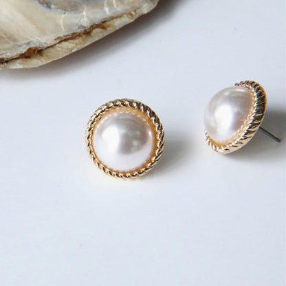 sengpan Christmas gifts ideas  New Fashion Korean Oversized White Pearl Drop Earrings for Women Bohemian Golden Round Zircon Wedding Earrings Jewelry Gift