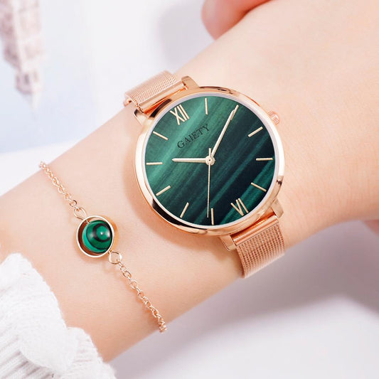 sengpan watches for women smart watch Luxury 2 PCS Set Watch Women Rose Gold Water Drill Bracelet Watch Jewelry Ladies Female Hour Casual Quartz Wristwatches