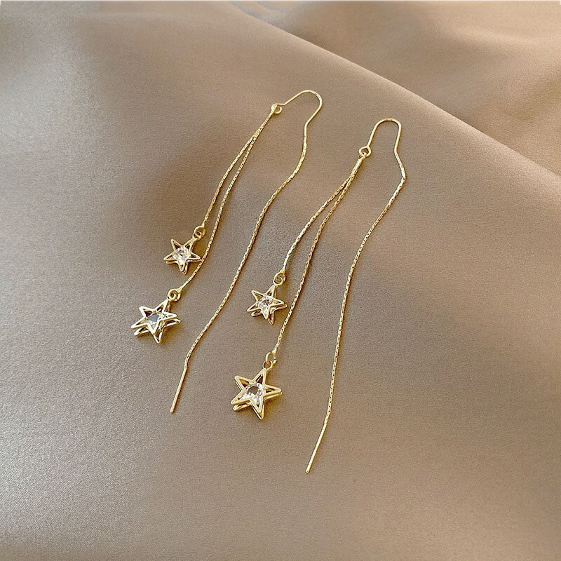 sengpan christmas wishlist valentines day gifts for her hot sale new Korean Fashion Zircon Gold Long Pendant Earrings for Women Simple Temperament Crystal Statement Earrings New Jewelry Accessories