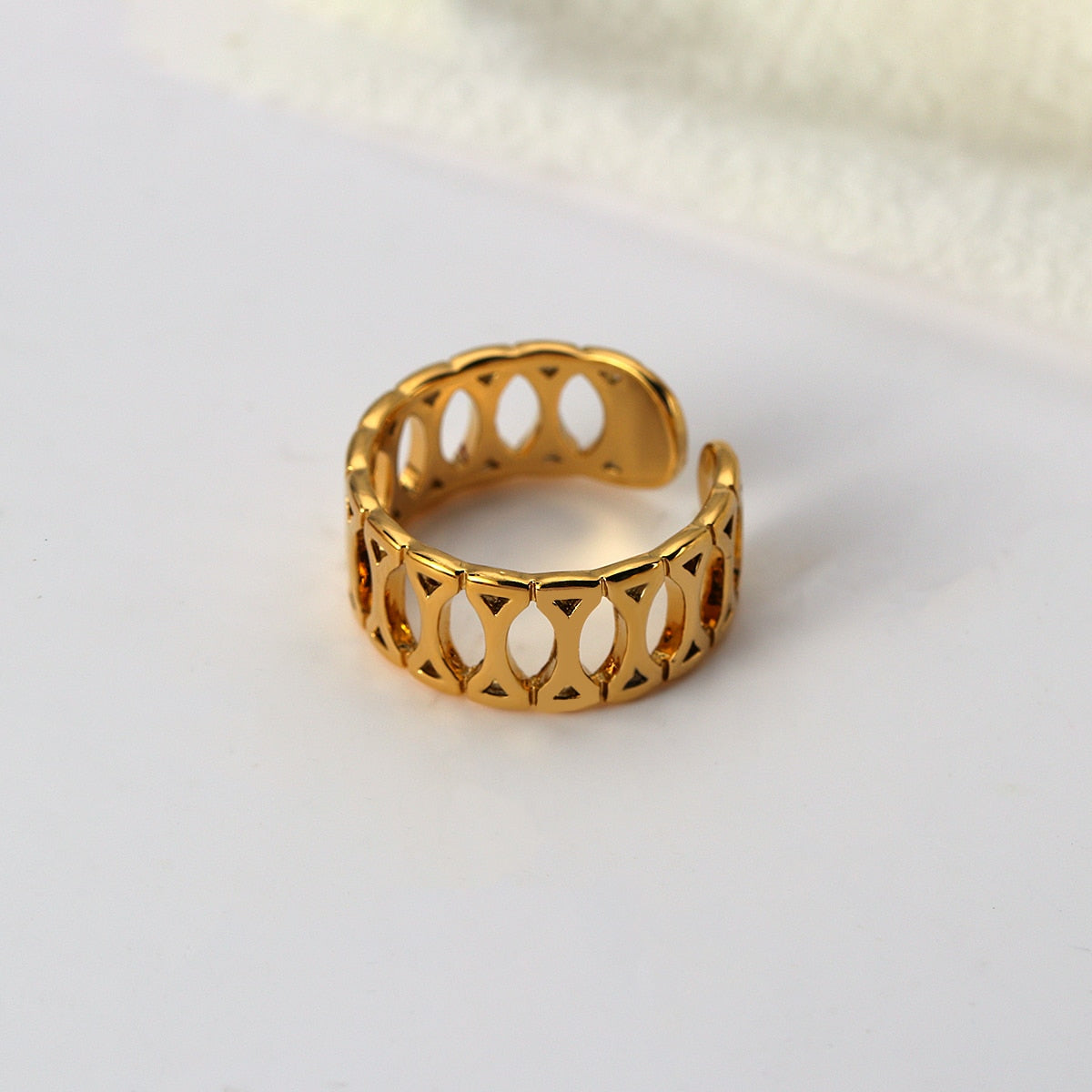 sengpan Hiphop Multiple Gold Color Chain Rings for Women Girls Punk Geometric Simple Pearl Metal Finger Rings Trend Jewelry