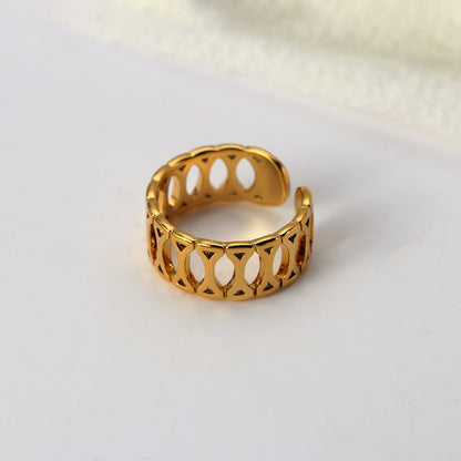 sengpan Hiphop Multiple Gold Color Chain Rings for Women Girls Punk Geometric Simple Pearl Metal Finger Rings Trend Jewelry