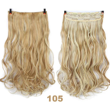 sengpan Synthetic Curly Hair 24 Inches 5 Clip-on Hair Extension Wig Wavy Hairstyle Natural Curly Hair Straight Hair Women