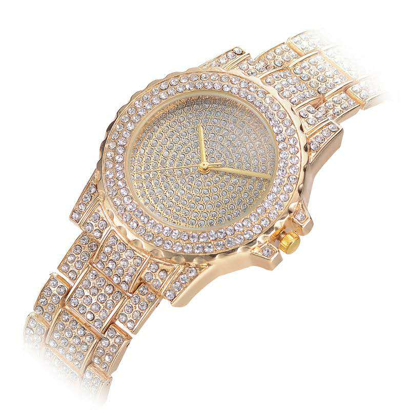 sengpan easter gifts for women  Iced Out Watches Luxury Date Quartz Wrist Watches With Micropave CZ Stainless Steel Watch For Women Men Jewelry