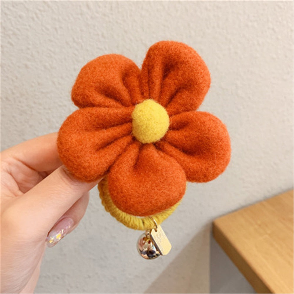 sengpan Women Hair Ties Elastic Rubber Bands Girl Fabric Sun Flower Floral Korean Scrunchies Head Accessories Handmade Wholesale