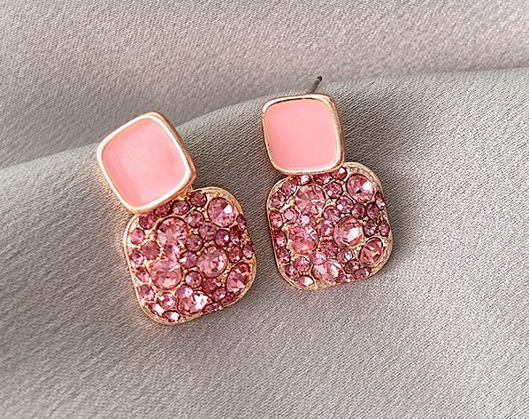 sengpan gifts for her Silver Needle Purple Retro Square Rhinestone Dripping Oil New Trendy Temperament Net Red Earrings Women's Jewelry Brincos