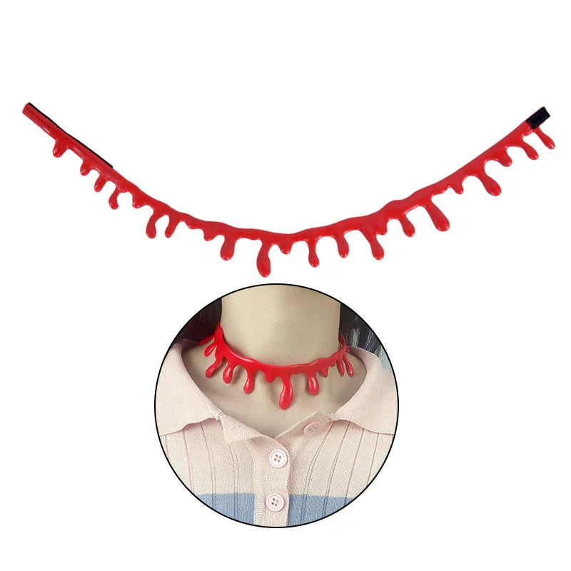 sengpan 1pc Halloween Decoration Horror Blood Drip Necklace Fake Blood Vampire Fancy Joker Choker Costume Necklaces Party Accessories