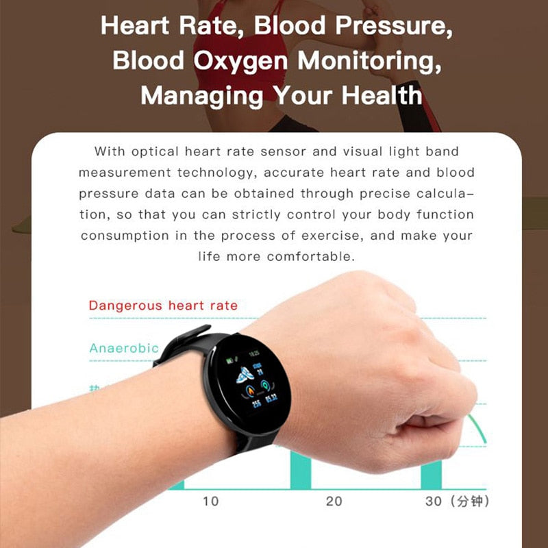 sengpan Multifunctional Electronic Watch Blood Pressure Heart Rate Monitor Waterproof Bluetooth Round Fitnes Tracker Bracelet PK