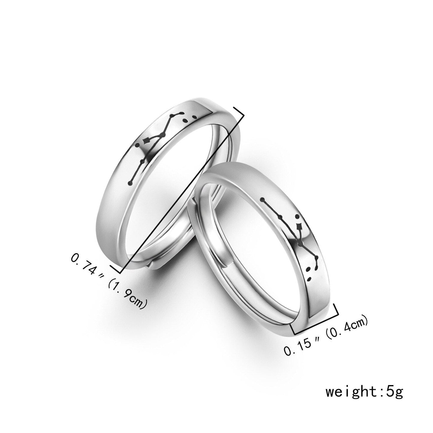 sengpan Christmas wishlist 2Pcs Love Heart Electrocardiogram Couple Open Rings For Women Men Lover Black Silver Color Engagement Wedding Valentine'Day Gift