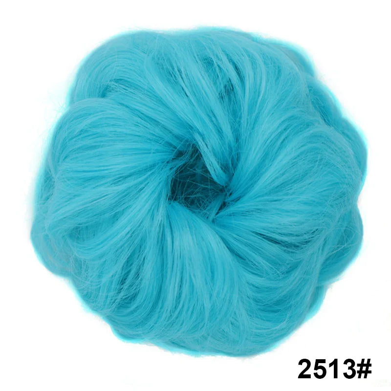 sengpan Synthetic Elastic Hair Scrunchie Chignon Donut Roller Bun Wig Curly Clip in Hair Ponytails Extensions Many colors