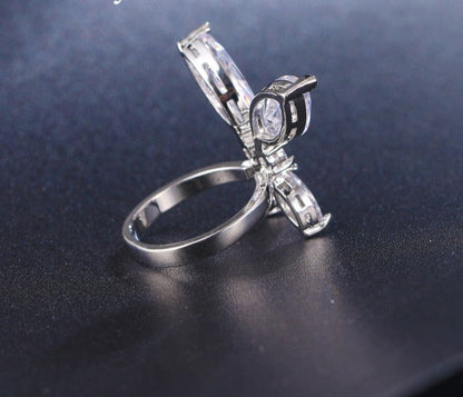 sengpan Eye-catching Wing Design Charming Ring Adiustable Jewelry Women&Girls Cubic Zircon Exquisite Decoration Dreamlike Gift