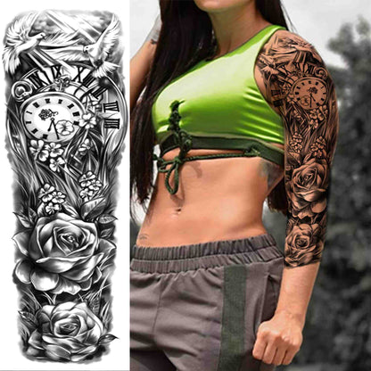 sengpan western jewelry for women Sexy Wolf Full Flower Arm Temporary Tattoo Stickers For Men Body Art Sleeve Tattoo Decals Girl Women Waterproof Tatoo Fox Legs