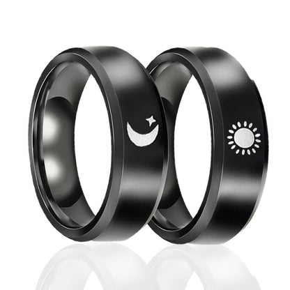 sengpan Christmas wishlist 2Pcs Love Heart Electrocardiogram Couple Open Rings For Women Men Lover Black Silver Color Engagement Wedding Valentine'Day Gift