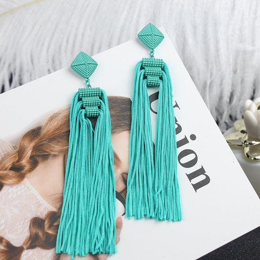 sengpan Long Tassel Earrings Fashion Jewelry Bohemia Statement Summer Dangle Aesthetic Earrings for Women Accessories Korean Style