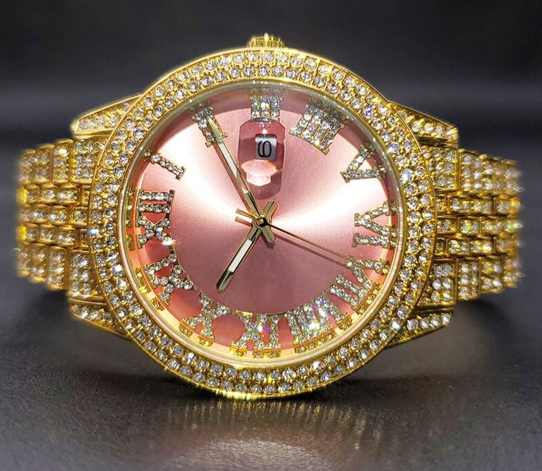 sengpan watches on sale Orologio Uomo Iced Out Drop Diamond Luxury Watch For Women Pink Party Dress Watches Hot Style Surprise Gift For Ladies FREE SHIPPING