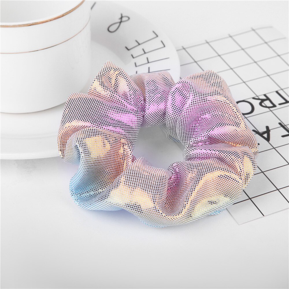 sengpan jewelry gifts for women hot sale new Fashion Wholesale New Fashion Women Colorful Elastic Bronzing Hair Rope Glitter Ponytail Holder Hair Ring Scrunchie Accessories