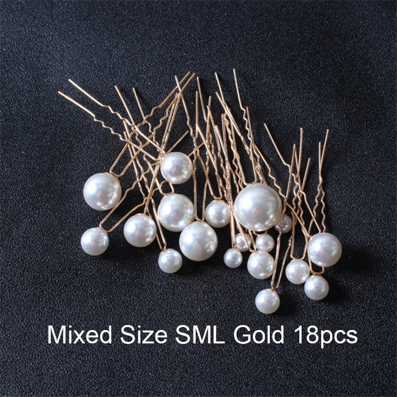 sengpan Women U-shaped Pin Metal Barrette Clip Hairpins Simulated Pearl Bridal Tiara Hair Accessories Wedding Hairstyle Design Tools