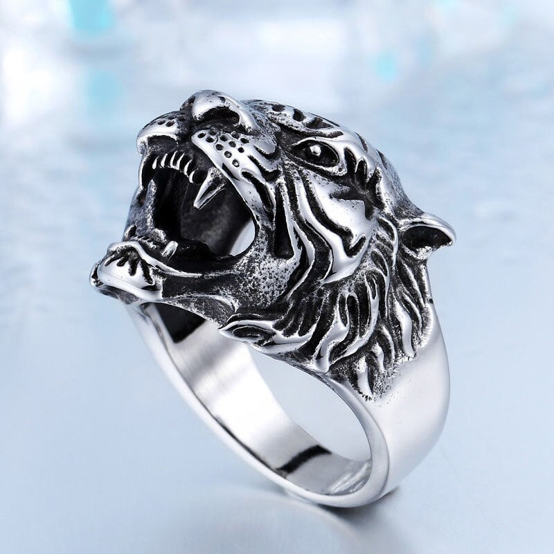 sengpan Christmas decor ideas Retro Domineering Tiger Men's Ring Hip Hop Gothic Accessories King of the Forest Tiger Punk Finger Jewelry Gift