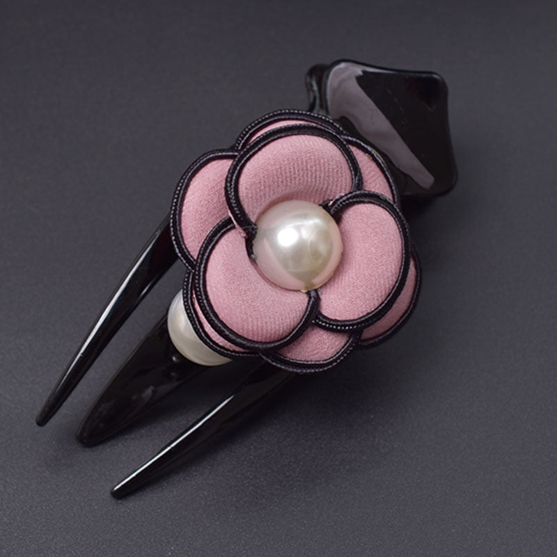 sengpan Camellia Hair Claw Clip Clamp for Women Girl Flower Floral Banana Pearl Korean Handmade Fashion Head Accessories Mujer Wholesale