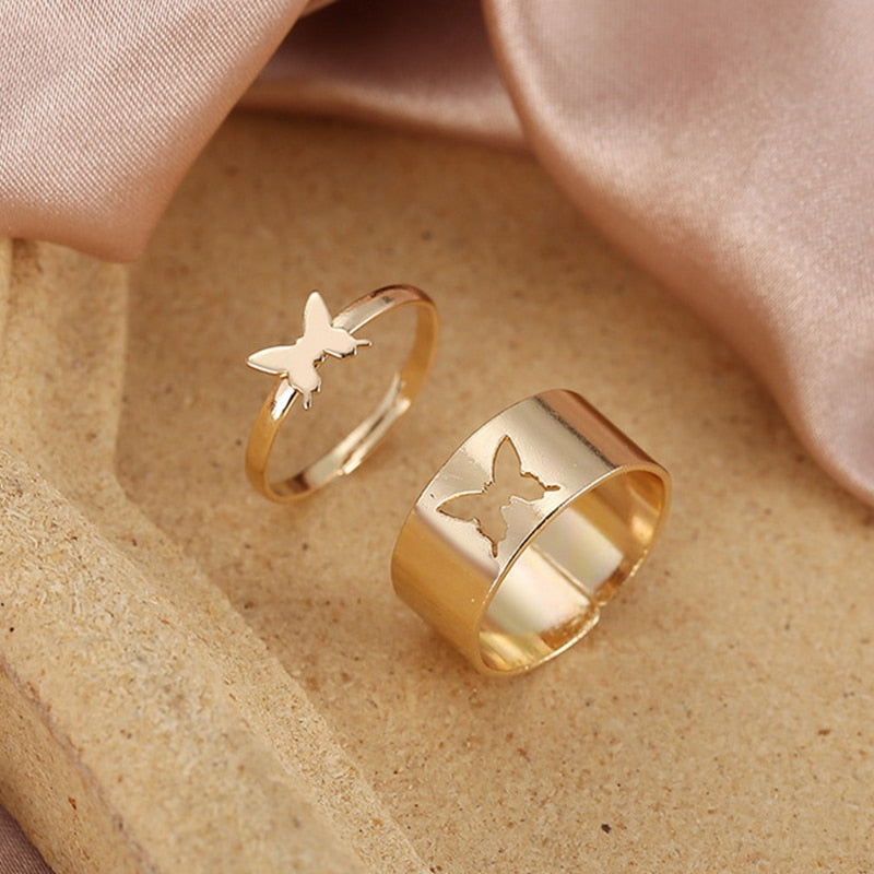 sengpan CHEISTMAS gifts for her 2 Pcs Sun Moon Lover Couple Rings Simple Opening Ring For Couple Men Women Wedding Engagement Promise Valentine's Day Jewelry