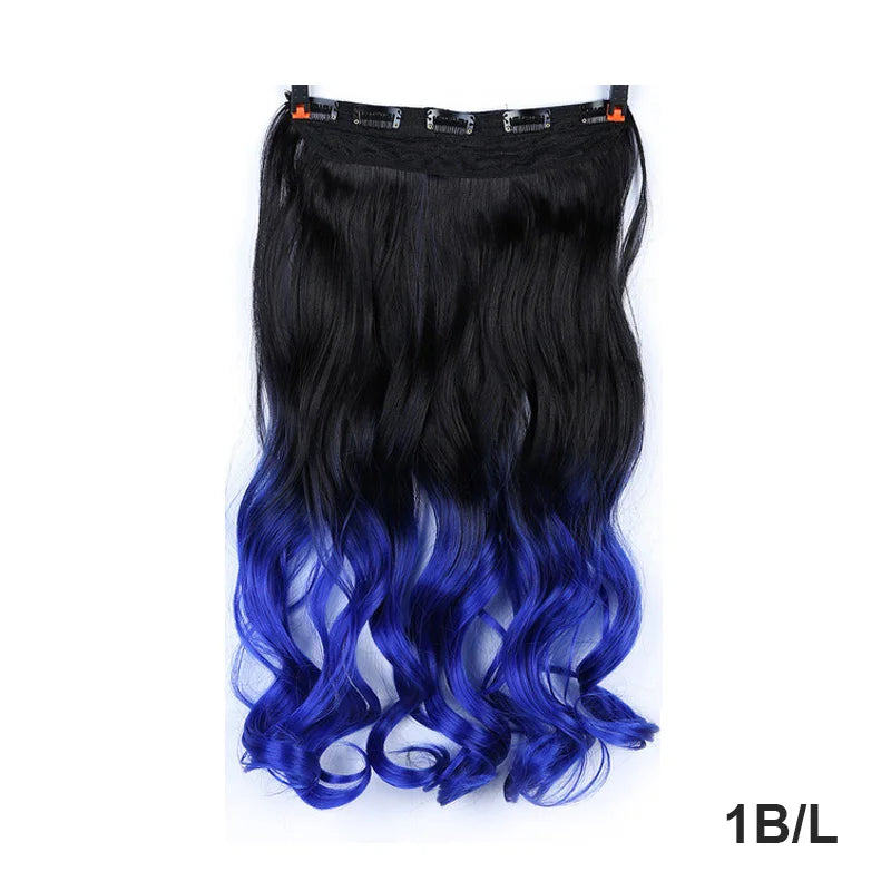 sengpan  24inche 5Clip Long Straight Hair Gradient Straight Hair Synthesis Hair Extension High Temperature Women Hair Extension