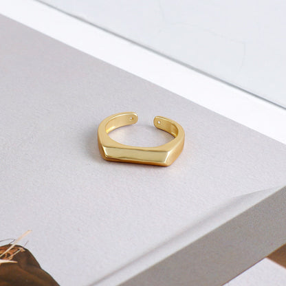 sengpan New Korean Geometric Simple Adjustment Gold Color Shining Opening Metal Minimalist Chunky Rings Women Gifts