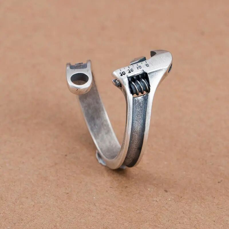 sengpan gifts for men Retro Fashion Creative Wrench Opening Adjustable Men&#39;s Ring Rock Punk Locomotive Jewelry