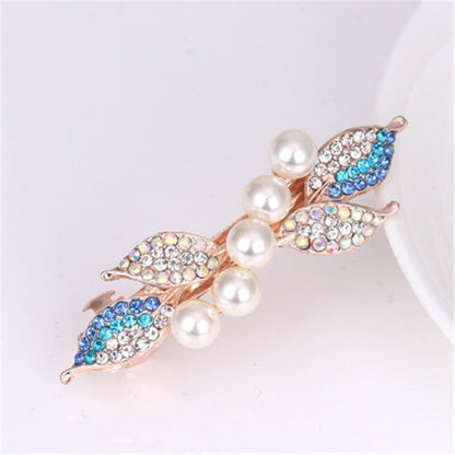 sengpan Barrette For Women Girl Rhinestone Crystal Pearl Big Hair Clip Hairpin Flower Floral Leaf Head Accessories Wholesale