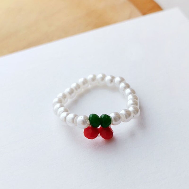 sengpan Christmas decor ideas Simple Fashion Elastic Rope Pearl Women's Ring Korea Elegant Female Heart-Shaped Charm Ladies Party Ring Jewelry Girl Gift