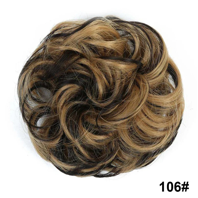 sengpan Synthetic Elastic Hair Scrunchie Chignon Donut Roller Bun Wig Curly Clip in Hair Ponytails Extensions Many colors