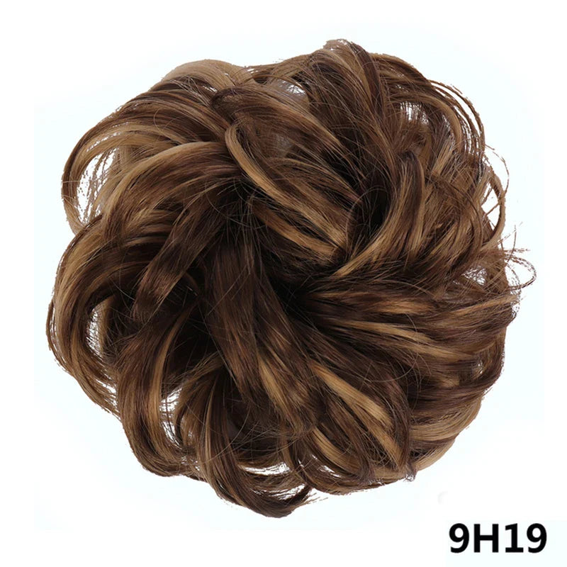 sengpan Synthetic Elastic Hair Scrunchie Chignon Donut Roller Bun Wig Curly Clip in Hair Ponytails Extensions Many colors