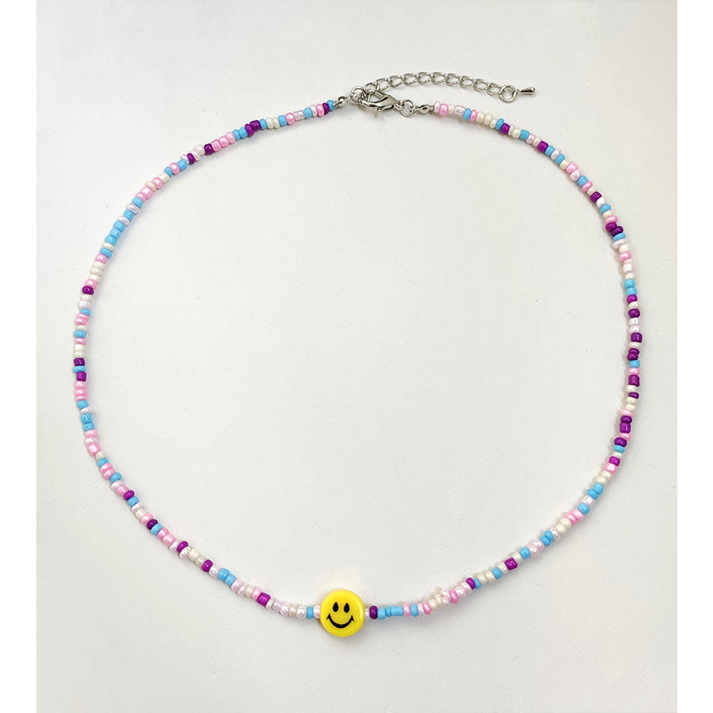 sengpan Christmas gifts ideas Boho Multilayered Yellow Daisy Seed Beads Choker Necklace Smiley Pearl Beaded Necklaces For Women Handmade Strand Travel Jewelry