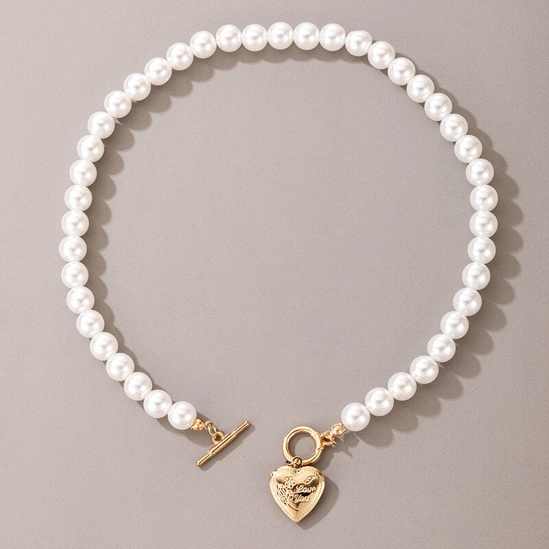 sengpan christmas wishlist valentines day gifts for her  White Imitation Pearl Choker Necklace for Women Wedding Jewelry Charm Clavicle Chain New Fashion Party Jewelry