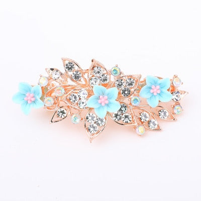 sengpan Barrette For Women Girl Rhinestone Crystal Big Hair Clip Hairpin Rose Peacock Flower Floral Head Accessories Wholesale