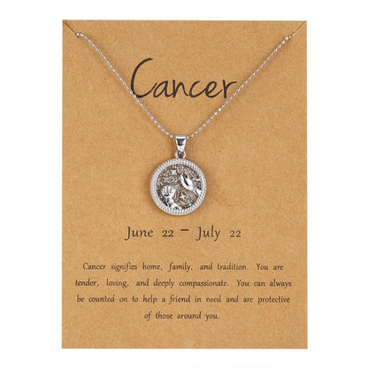 sengpan  gifts for women Fashion Charm Silver Color 12 Constellation Pendant Necklace Aries Leo Star Zodiac Sign Necklaces for Women Personality Jeweley