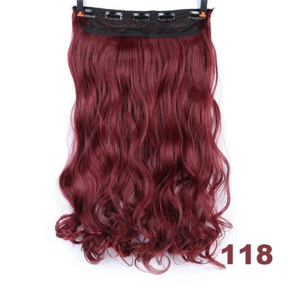 sengpan Synthetic Curly Hair 24 Inches 5 Clip-on Hair Extension Wig Wavy Hairstyle Natural Curly Hair Straight Hair Women