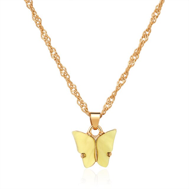 sengpan Christmas gifts ideas Shiny Big Butterfly Pendant Necklace Rhinestone Chain For Women Bling Tennis Chain Crystal Choker Necklaces Temperament Jewelry