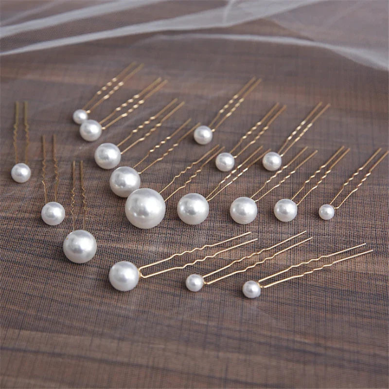 sengpan Women U-shaped Pin Metal Barrette Clip Hairpins Simulated Pearl Bridal Tiara Hair Accessories Wedding Hairstyle Design Tools