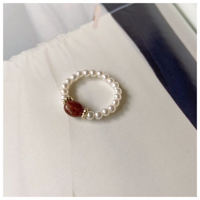 sengpan Multi Beaded Pearl Rings Natural Freshwater Pearl Geometric Rings for Women Continuous Circle Minimalist Ring 2020 New