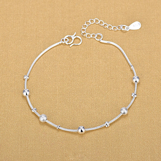 sengpan  gifts for women Fashion Silver Color Lucky Bead Charm Bracelet For Women Exquisite Round Chain Bracelets Bangles Female Jewelry Christmas Gift