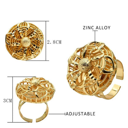 sengpan - Finger Ring Womens Rings Arabic Luxury Designer Jewelry Engagement Rings Dubai Adjustable Personalise Flower Ring  Wholesale