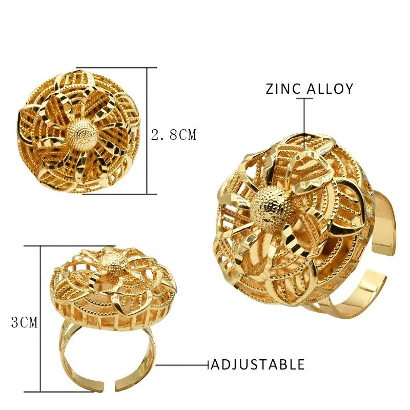 sengpan - Finger Ring Womens Rings Arabic Luxury Designer Jewelry Engagement Rings Dubai Adjustable Personalise Flower Ring  Wholesale