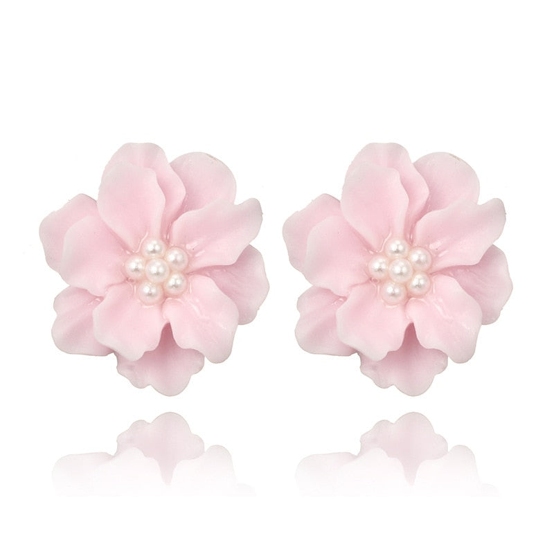 sengpan Sexy Woman Black Flower Earrings Party Club Accessories Ear Stud Earrings Fashion Jewelry Korean Pearl Earrings Moda Mujer