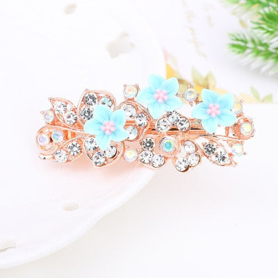 sengpan Barrette For Women Girl Rhinestone Crystal Big Hair Clip Hairpin Rose Peacock Flower Floral Head Accessories Wholesale