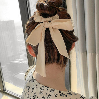 sengpan Spring Irregular Geometric Colorful Big Bow Ribbon Hairpin Retro Romantic Smooth Hair Rope for Women Party Accessories