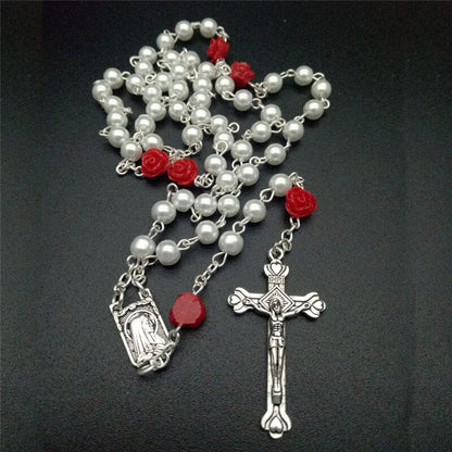 sengpan Christmas gifts ideas 5 Styles Imitation Pearl Rosary Cross  Pendant New Necklace Blessing Fashion Simple Temperament Jewelry For Female