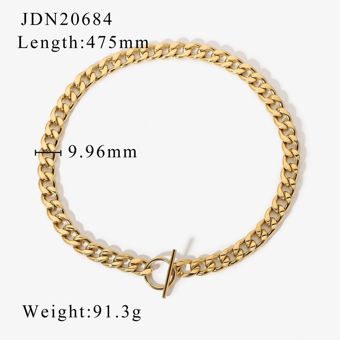 sengpan easter gifts for women  14k Gold Plated Stainless Steel 9.96MM Cuban Chain Necklaces For Women Men OT Stick Buckle Miami Chain Choker Jewelry